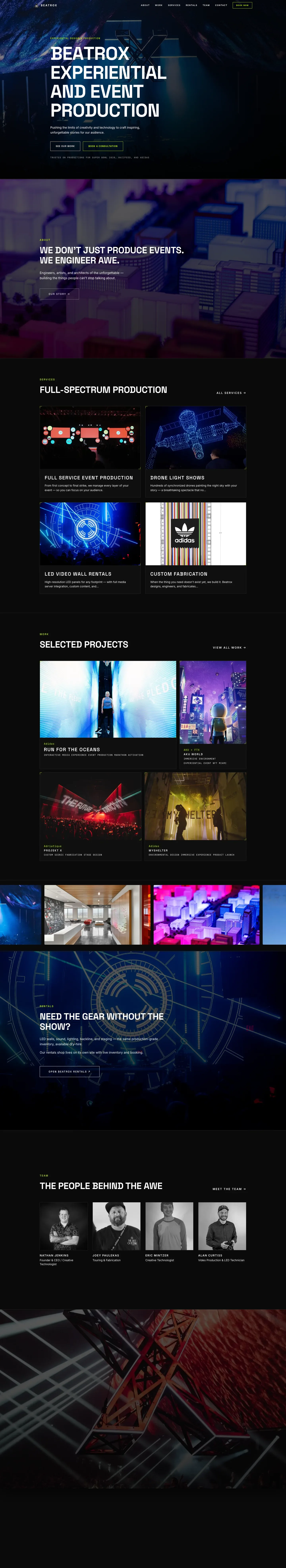 Beatrox marketing site homepage: a cinematic dark redesign
