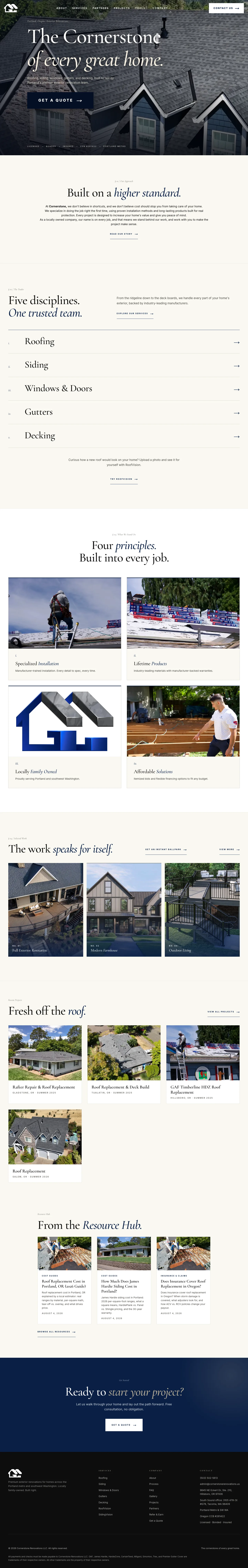 Live: full page screenshot of cornerstonerenovations-llc.com