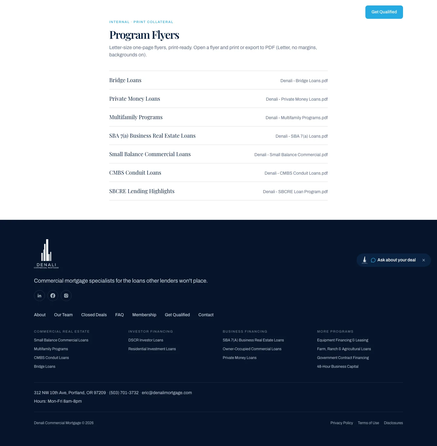 Live: full page screenshot of Program flyers · in-app print system