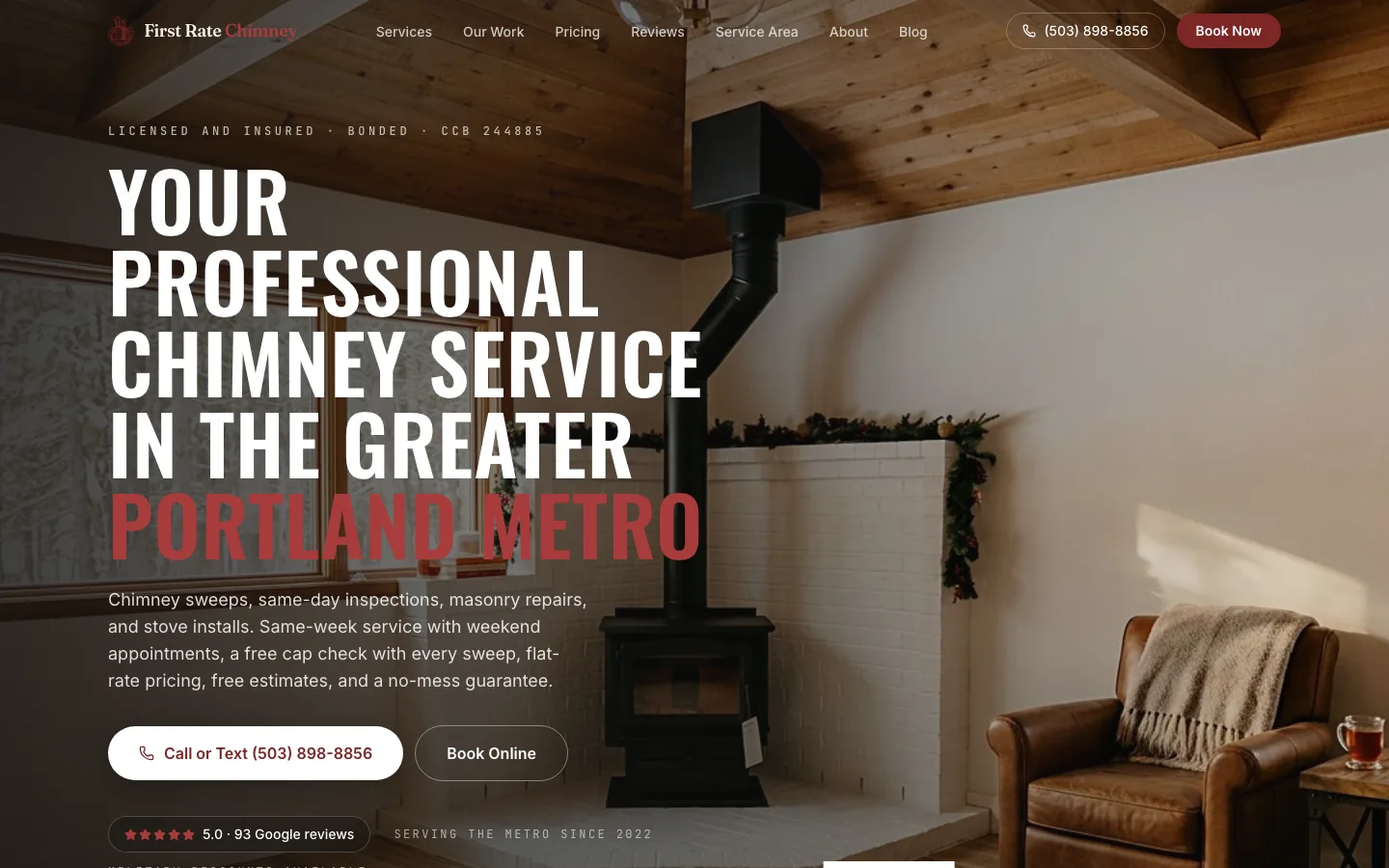 First Rate Chimney: the website Agentic PNW built