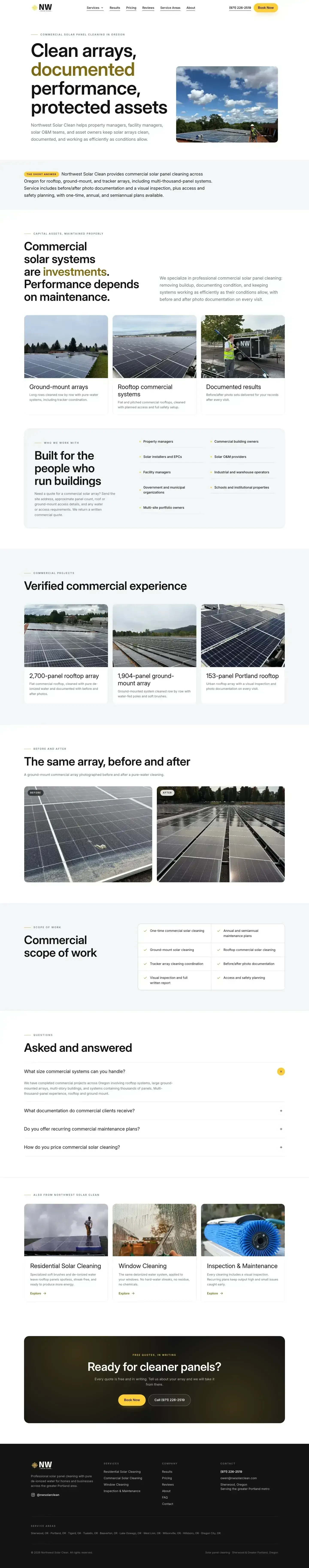 Live: full page screenshot of nwsolarclean.com/commercial