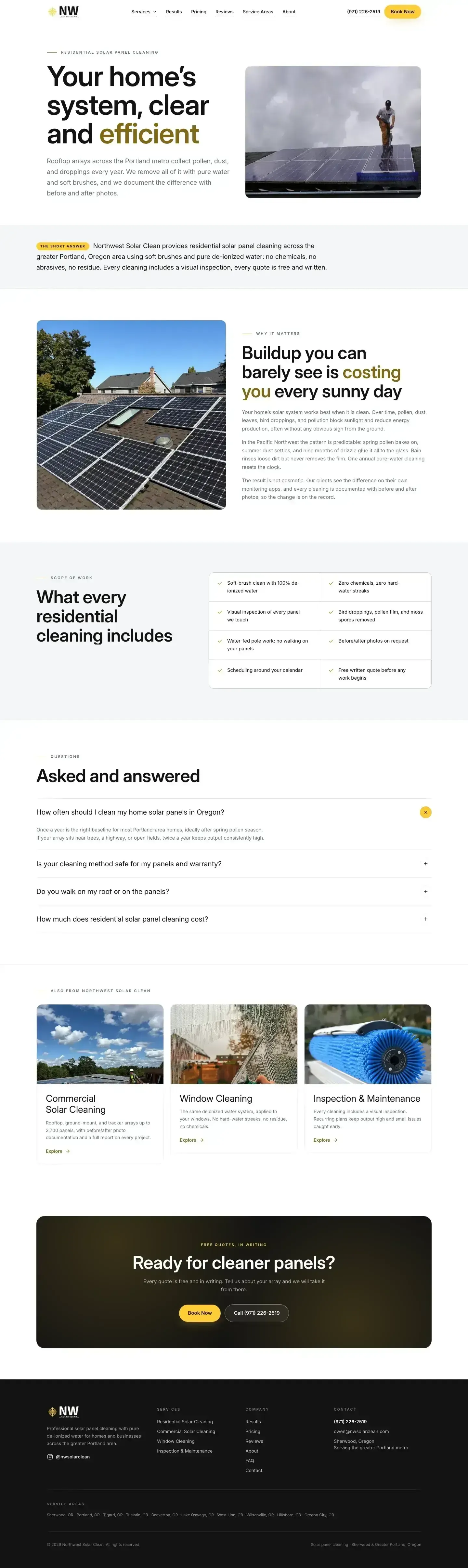 Live: full page screenshot of nwsolarclean.com/residential