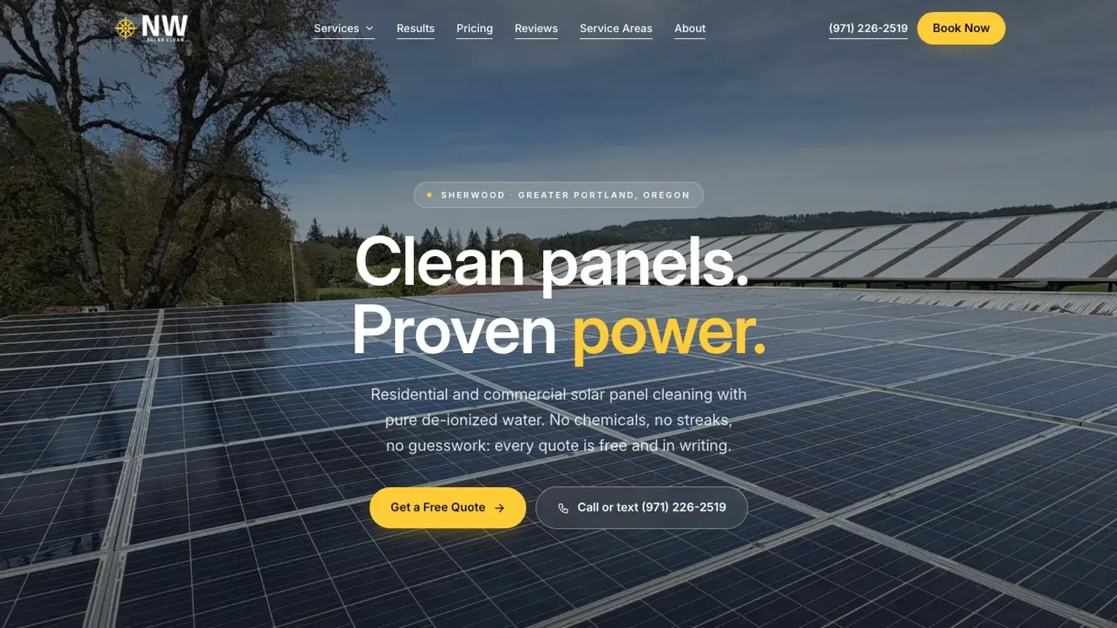 Northwest Solar Clean website