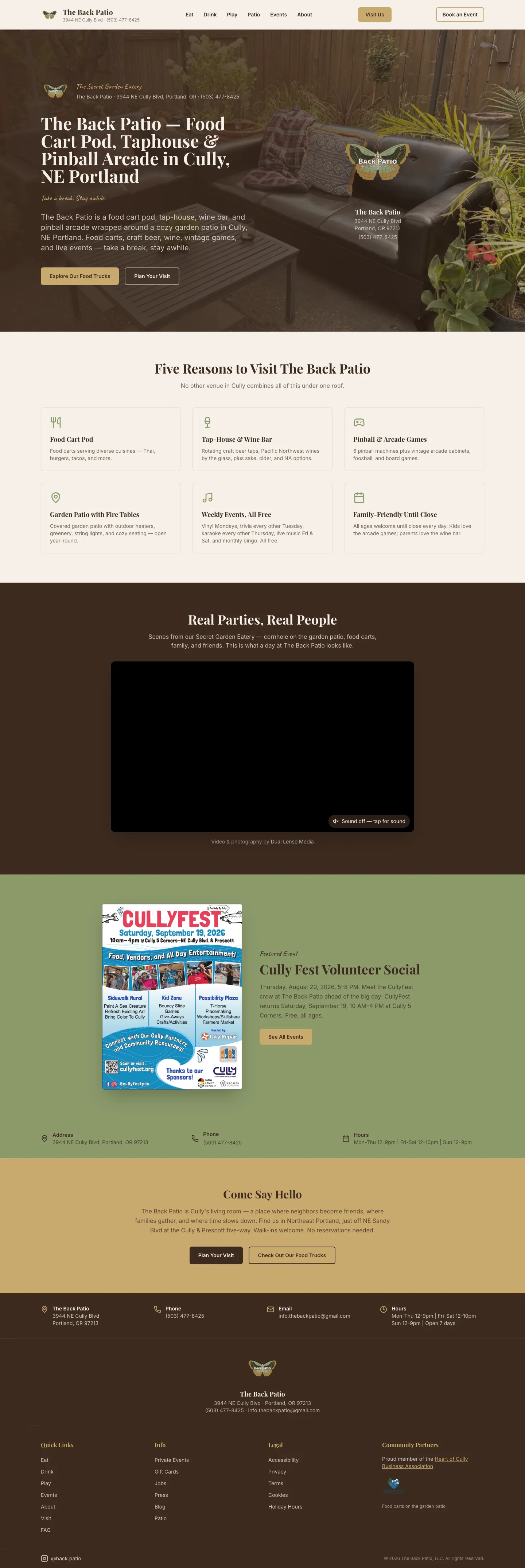 Live: full page screenshot of thebackpatio.info
